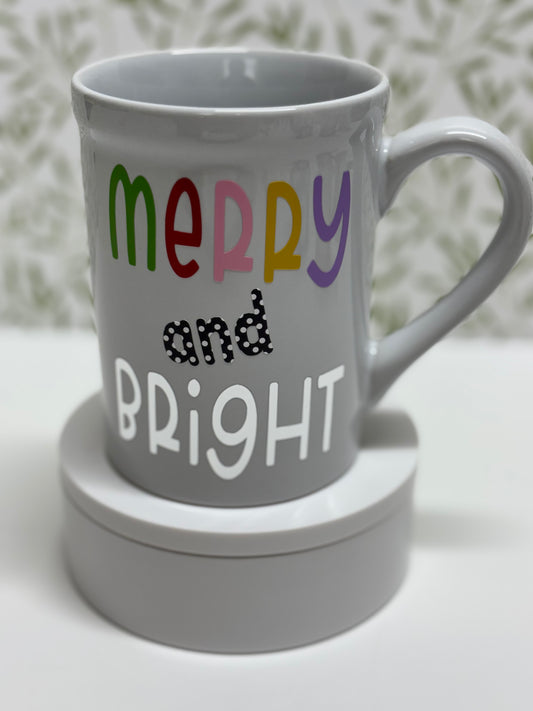 Xmas Mug-Merry&Bright with Silver