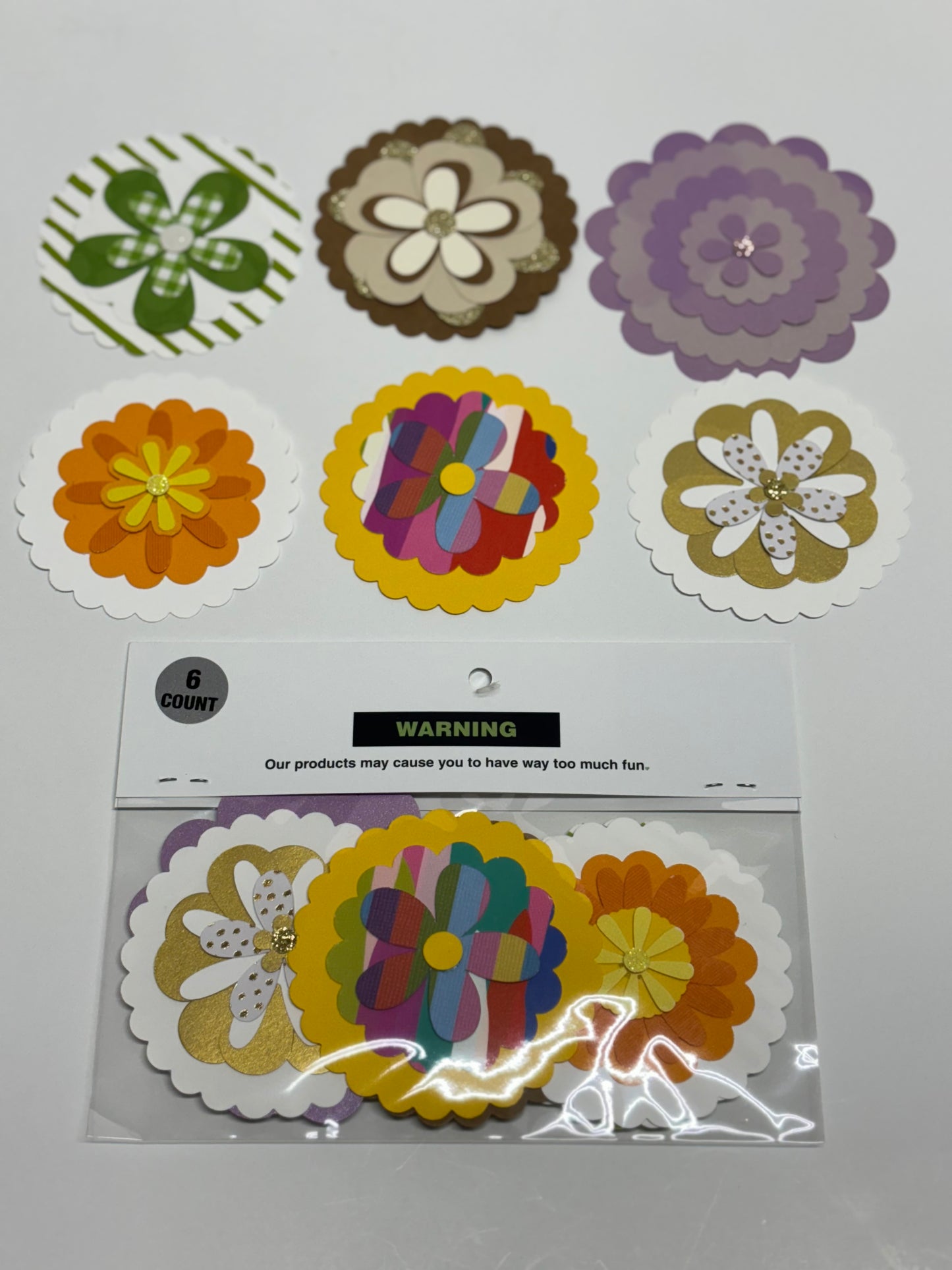 Bag of 6 Paper Flowers Set 4