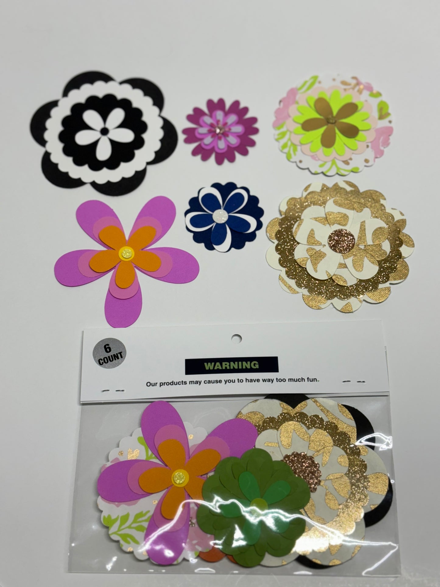 Bag of 6 Paper Flowers Set 3