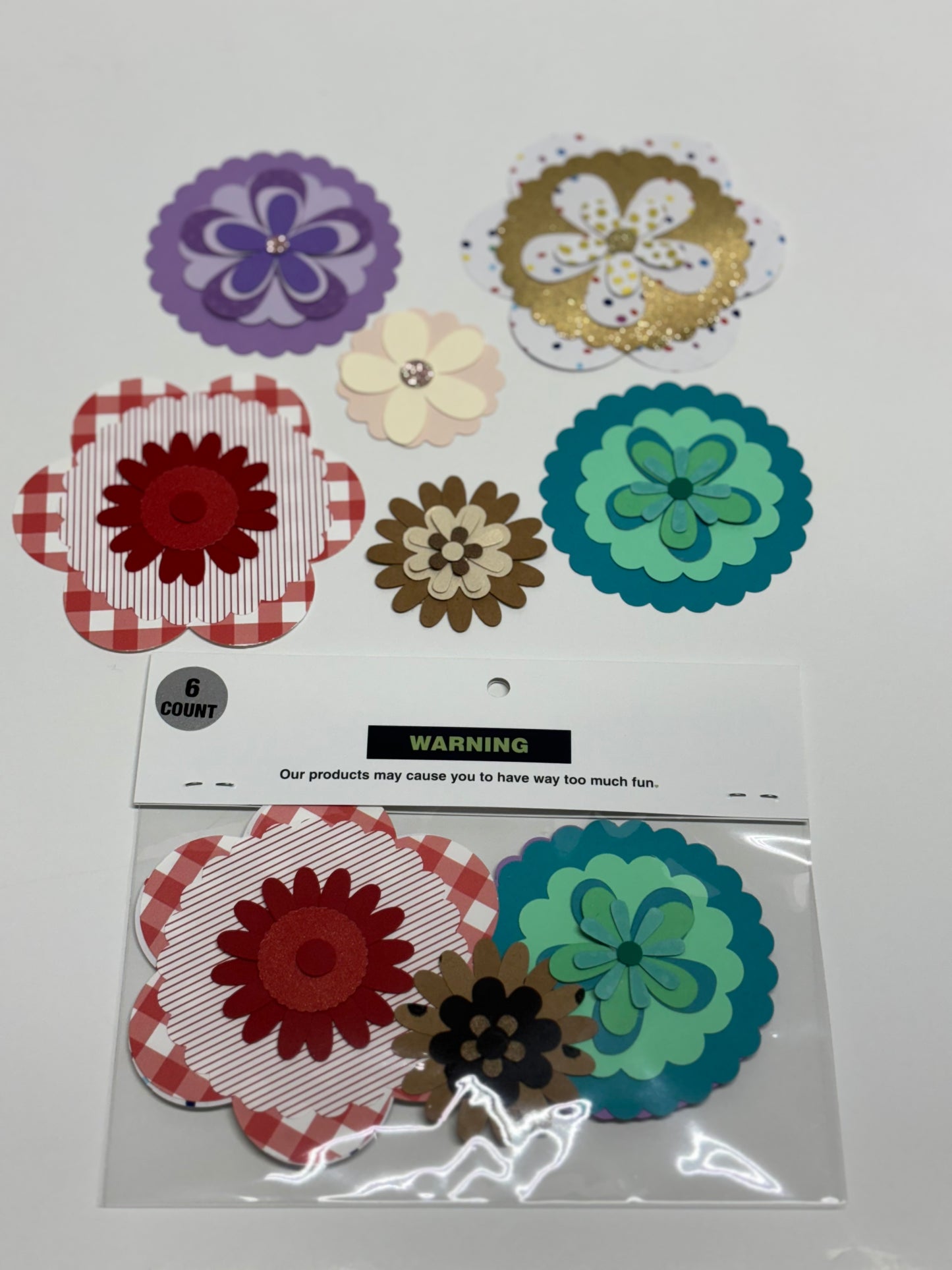 Bag of 6 Paper Flowers Set 2